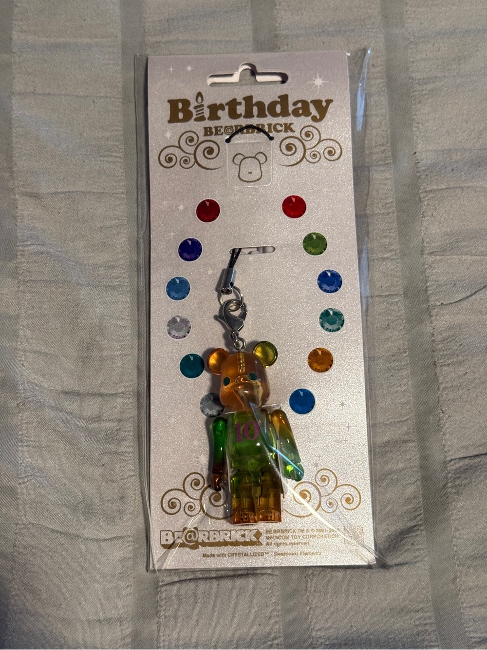 Birthday Bearbrick Iridescent Multi-Color Keychain